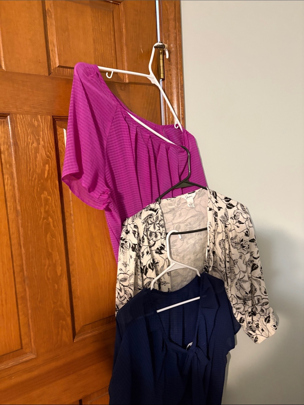 a.n.a Magenta One-Shoulder Blouses, blue blouse and Japna large tie blouse. Nice